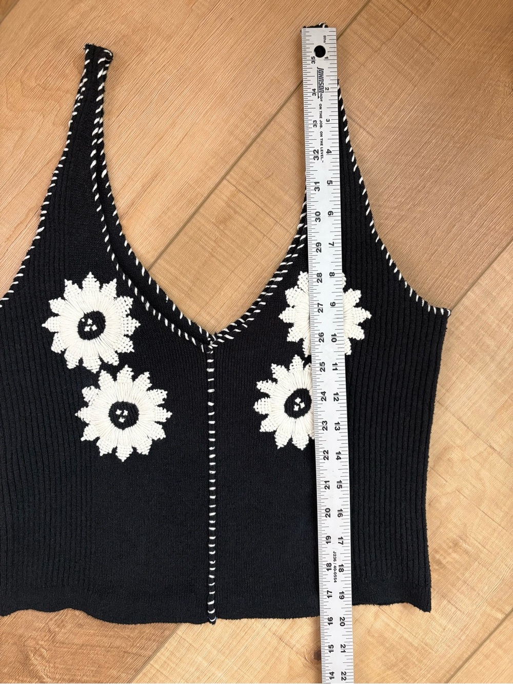 Pilcro Black Tank Top with Cream Daisy Crochet Appliqué - Picture 8 of 12